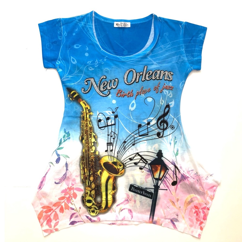 New Orleans Embellished T Shirt- New Without Tags